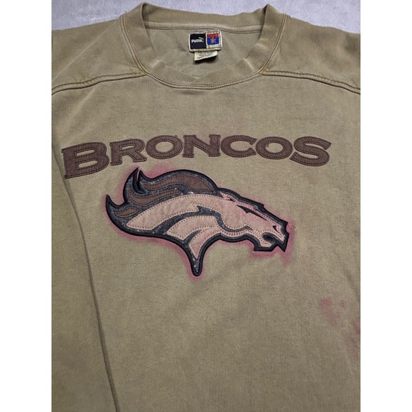Vintage Denver Broncos Green Puma NFL Team Apparel Crewneck Sweatshirt XXL - Picture 4 of 11